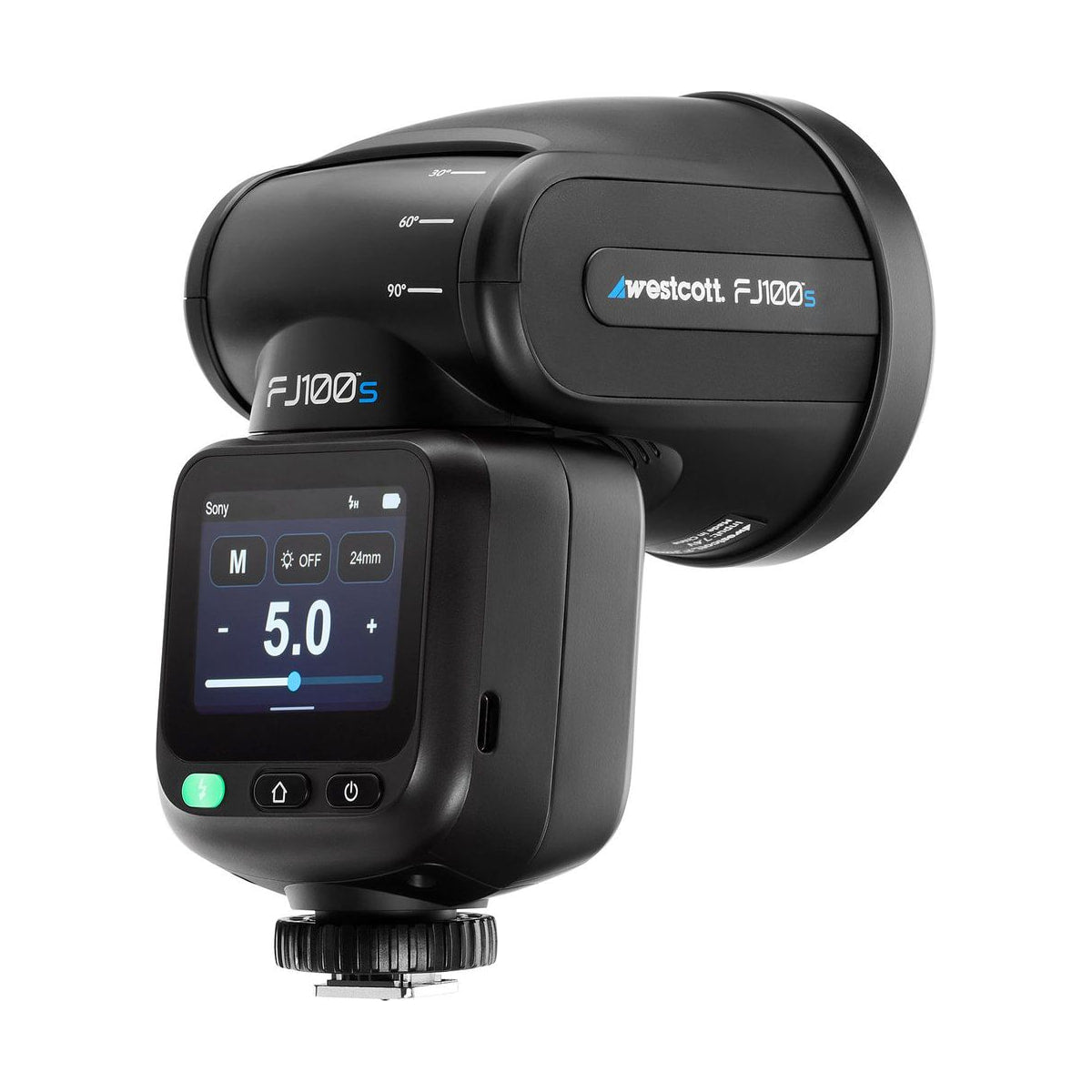 Westcott FJ100 S Touchscreen Speedlight Flash with Sony Camera Mount (100Ws) — back angle view