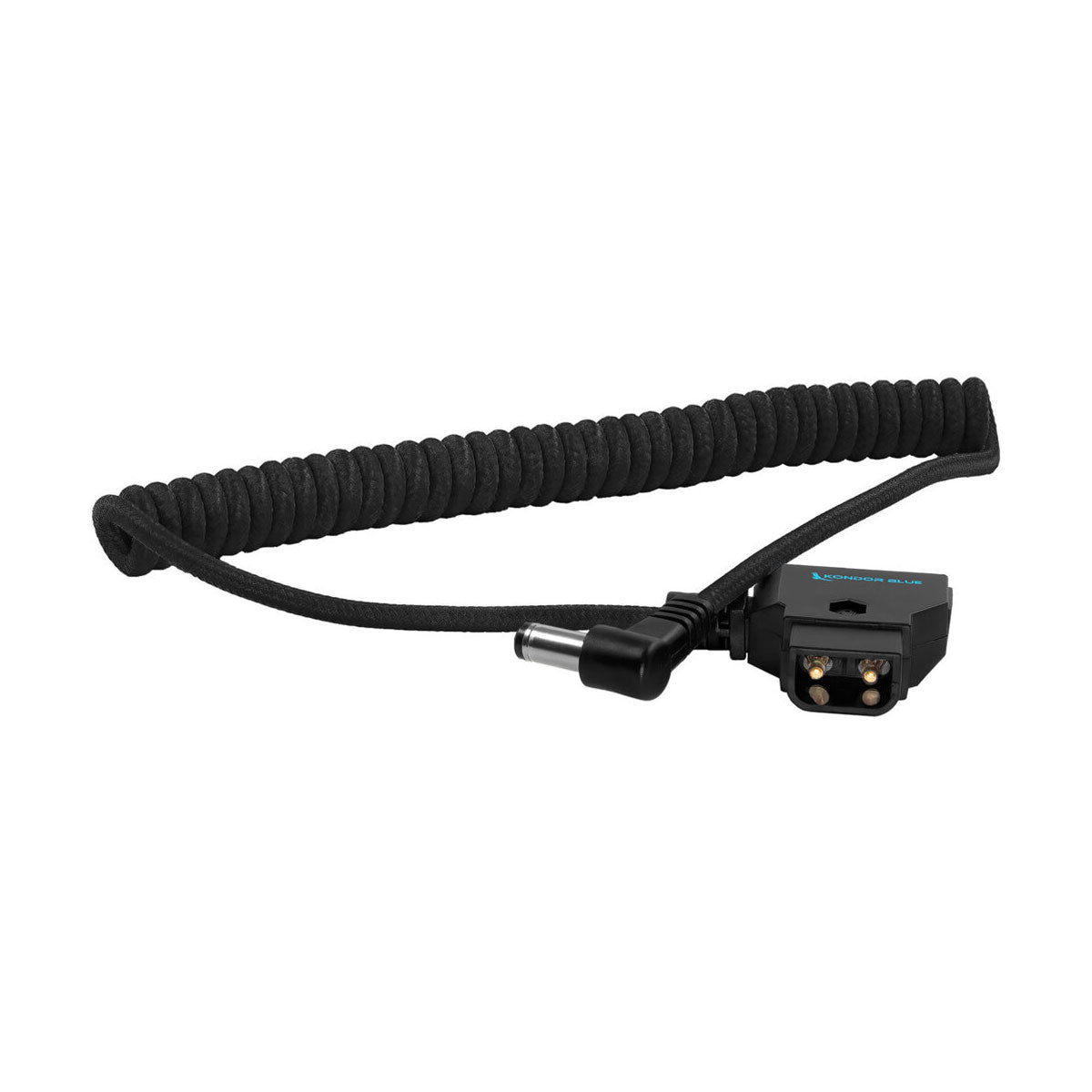 Kondor Blue Coiled 16 to 32" D-Tap to 5.5 x 2.5mm DC Right Angle Cable (Black)