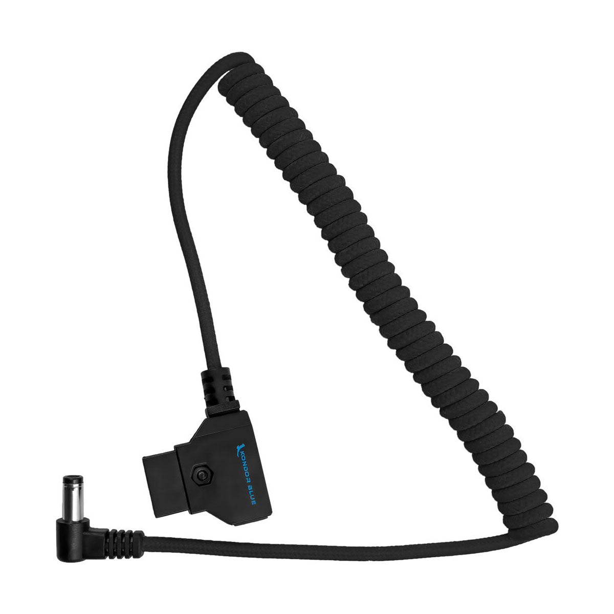 Kondor Blue Coiled 16 to 32" D-Tap to 5.5 x 2.5mm DC Right Angle Cable (Black)
