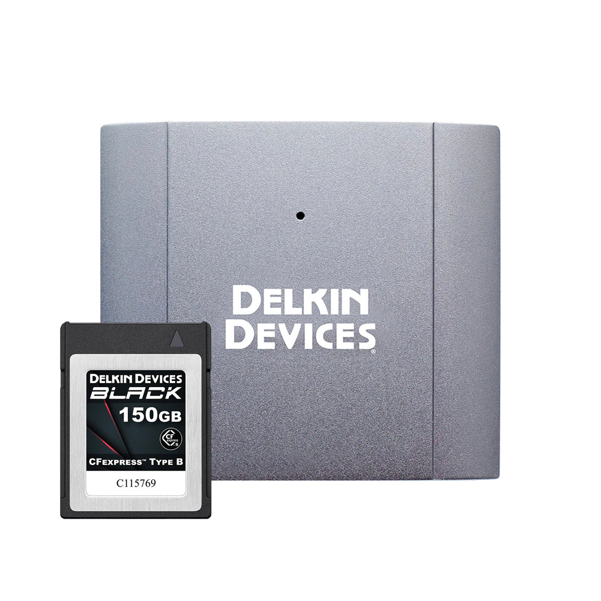 Delkin Devices 150GB Black CF Express Type B Memory Card + USB 3.2 Reader Bundle