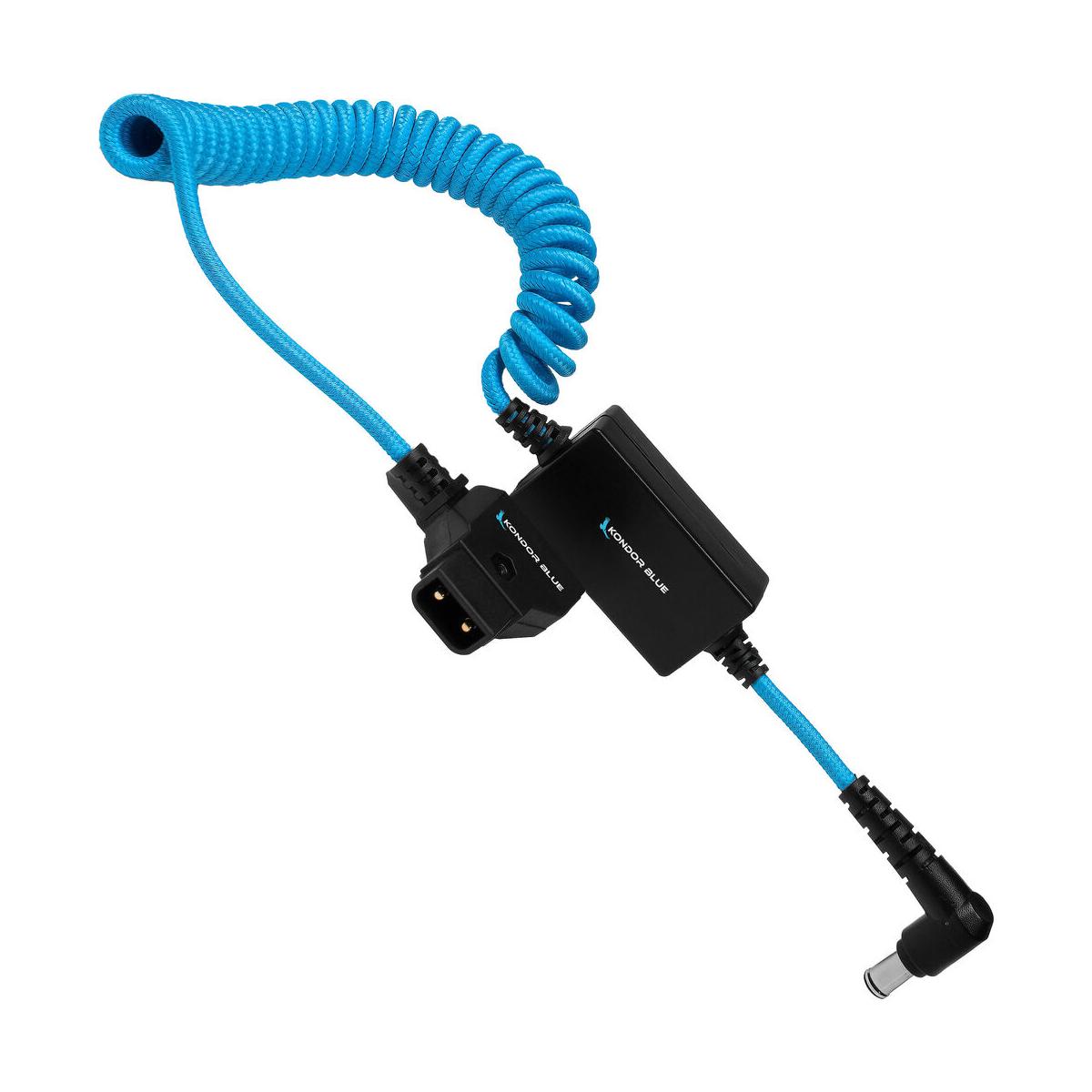 Kondor Blue Coiled 14 to 24" D-Tap to 19.5V Regulated DC Cable for Sony FX6/FX9 (Blue)