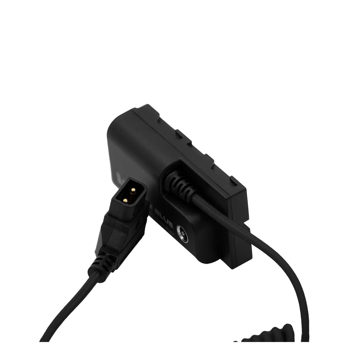 Kondor Blue Coiled 16 to 32" D-Tap to Sony L-Series NPF Dummy Battery Cable (Black)