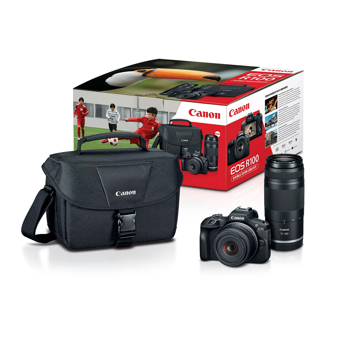 Canon EOS R100 Mirrorless Camera with RF-S 18-45mm and 75-300mm Lens Kit