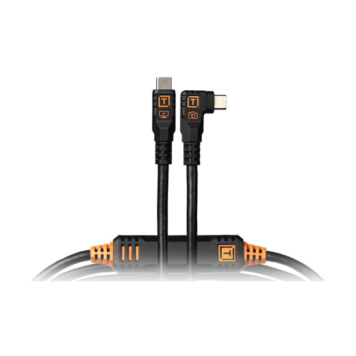 Tether Tools TetherPro Optima 10G USB-C, 15’ Black - Right Angle