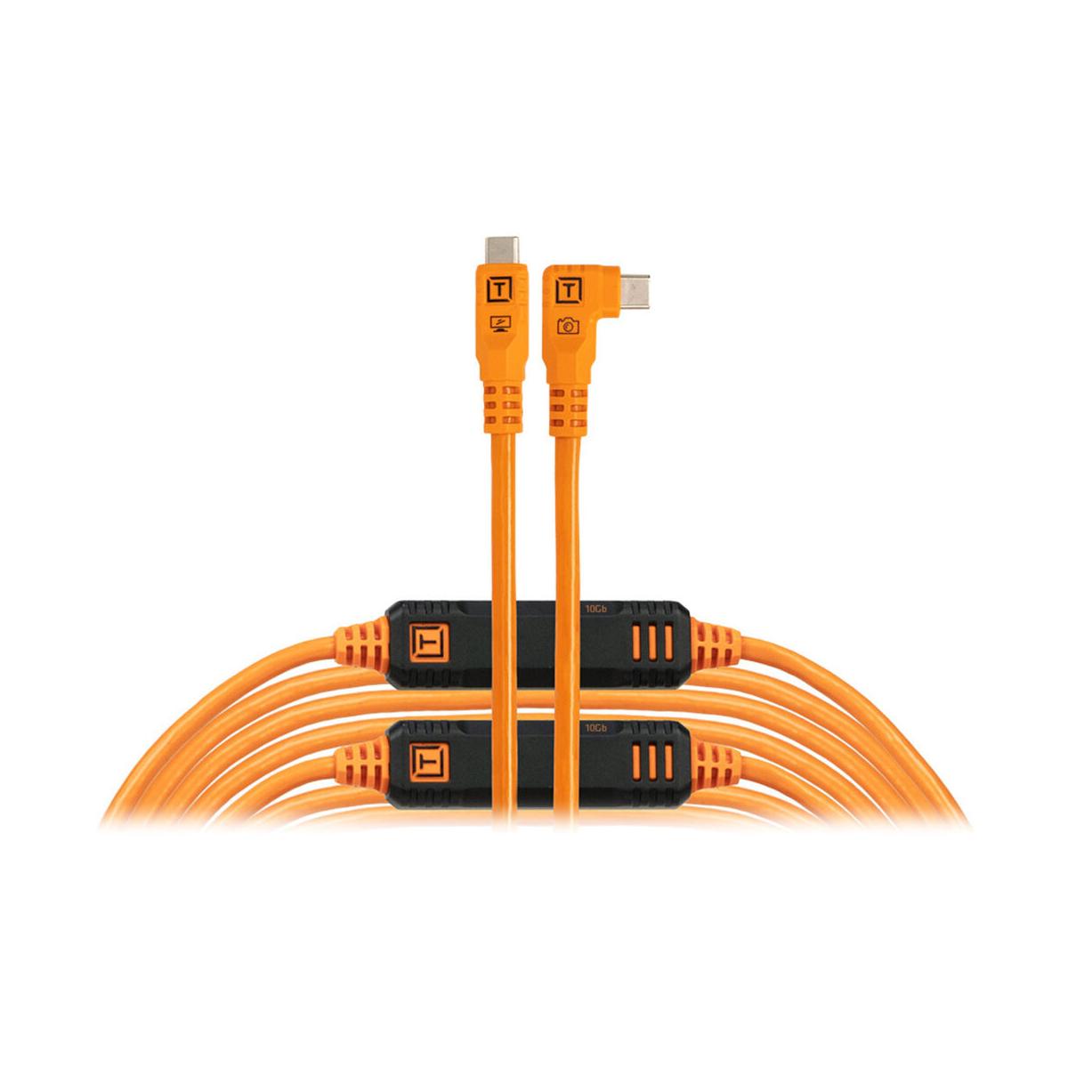 Tether Tools TetherPro Optima 10G USB-C, 31’ Orange - Right Angle