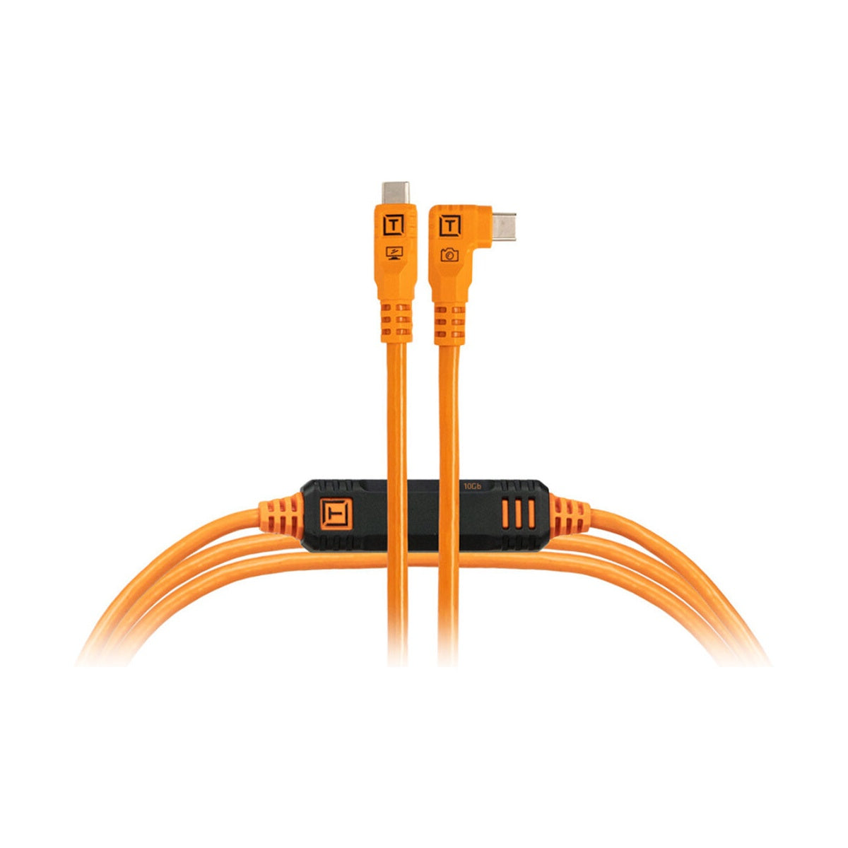 Tether Tools TetherPro Optima LeverLock and Cable Kit 10G USB-C, 15’ Orange - Right Angle