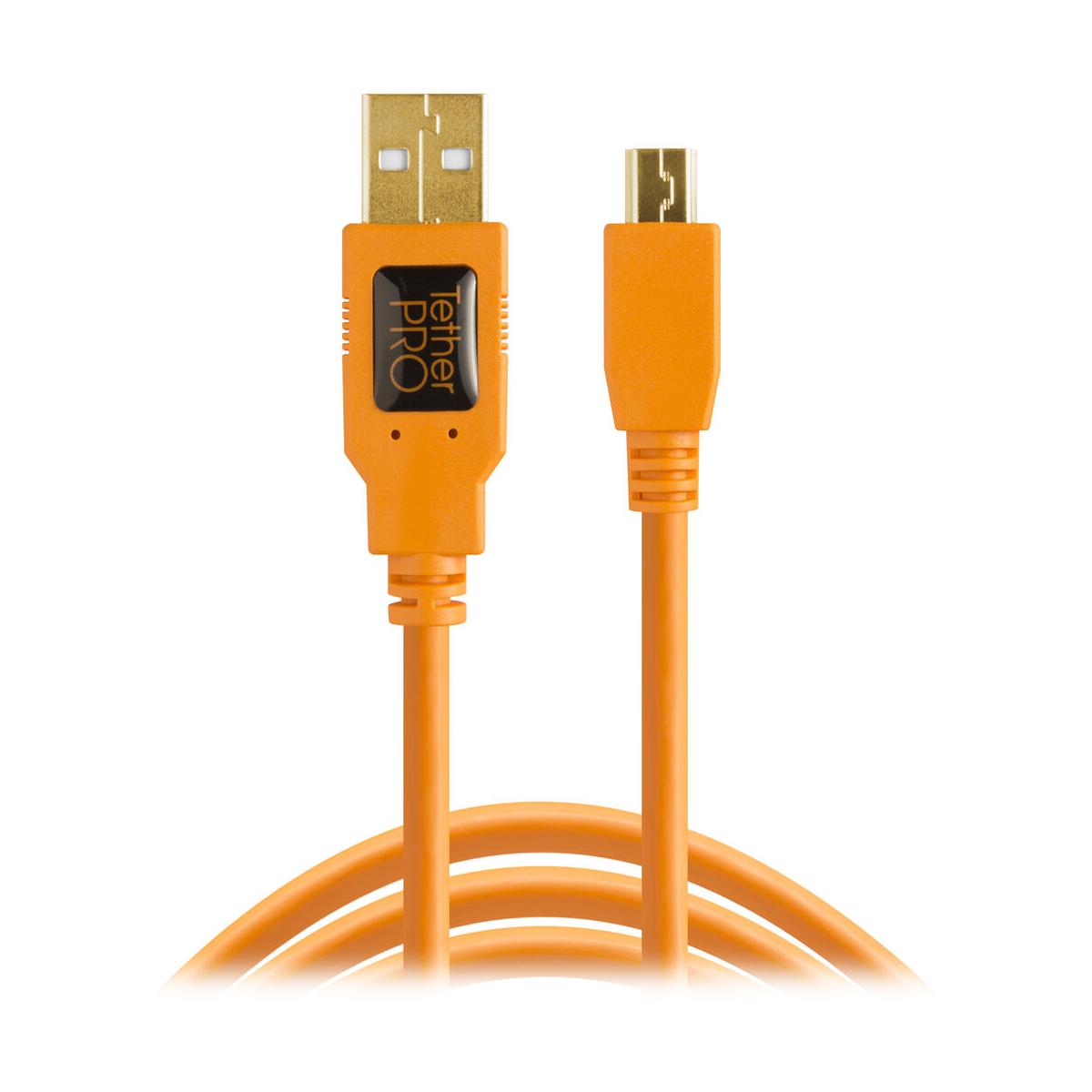 Tether Tools TetherPro USB 2.0 to Mini-B 5-Pin, 15' (4.6m), ORG