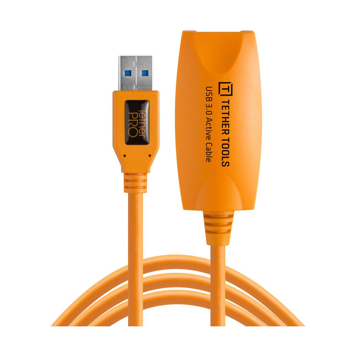 Tether Tools TetherPro USB 3.0 to USB Female Active Extension, 16' (5m), ORG