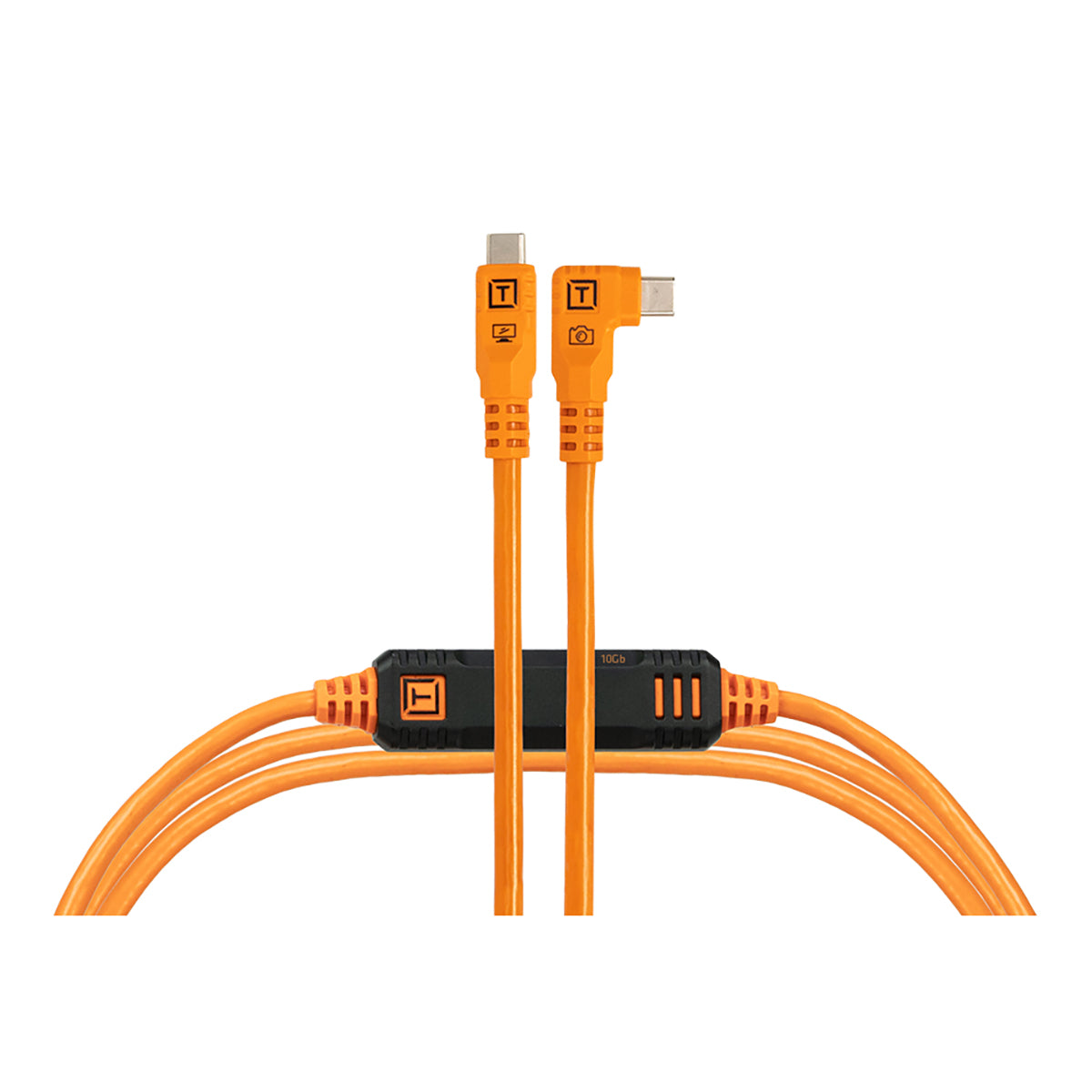 Tether Tools TetherPro Optima 10G USB-C, 10’ Orange - Right Angle (Inline TetherBoost)