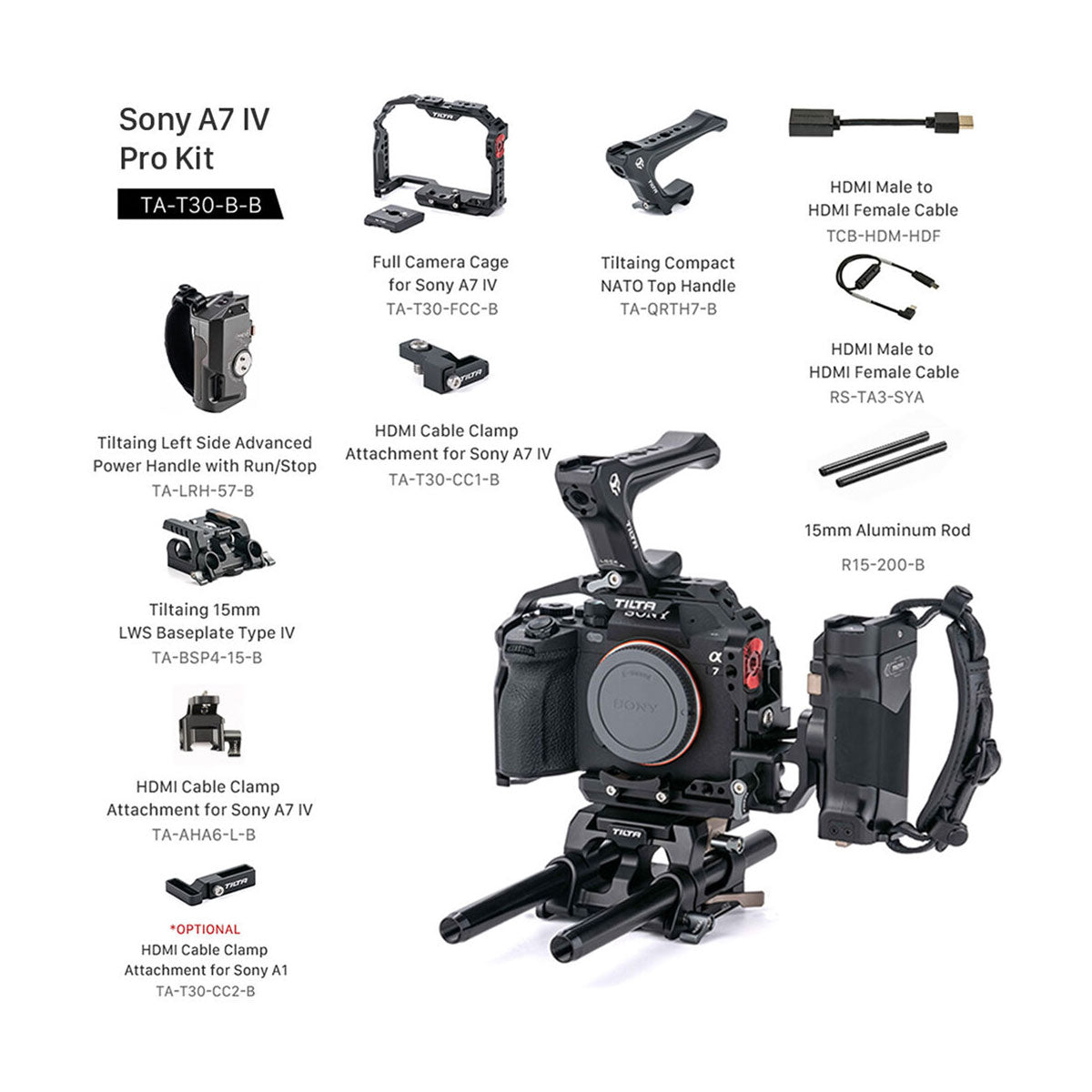 Tilta Camera Cage for Sony A7 III/IV, A7S III, A7R III/IV/V, A9/II, A1 - Pro Kit