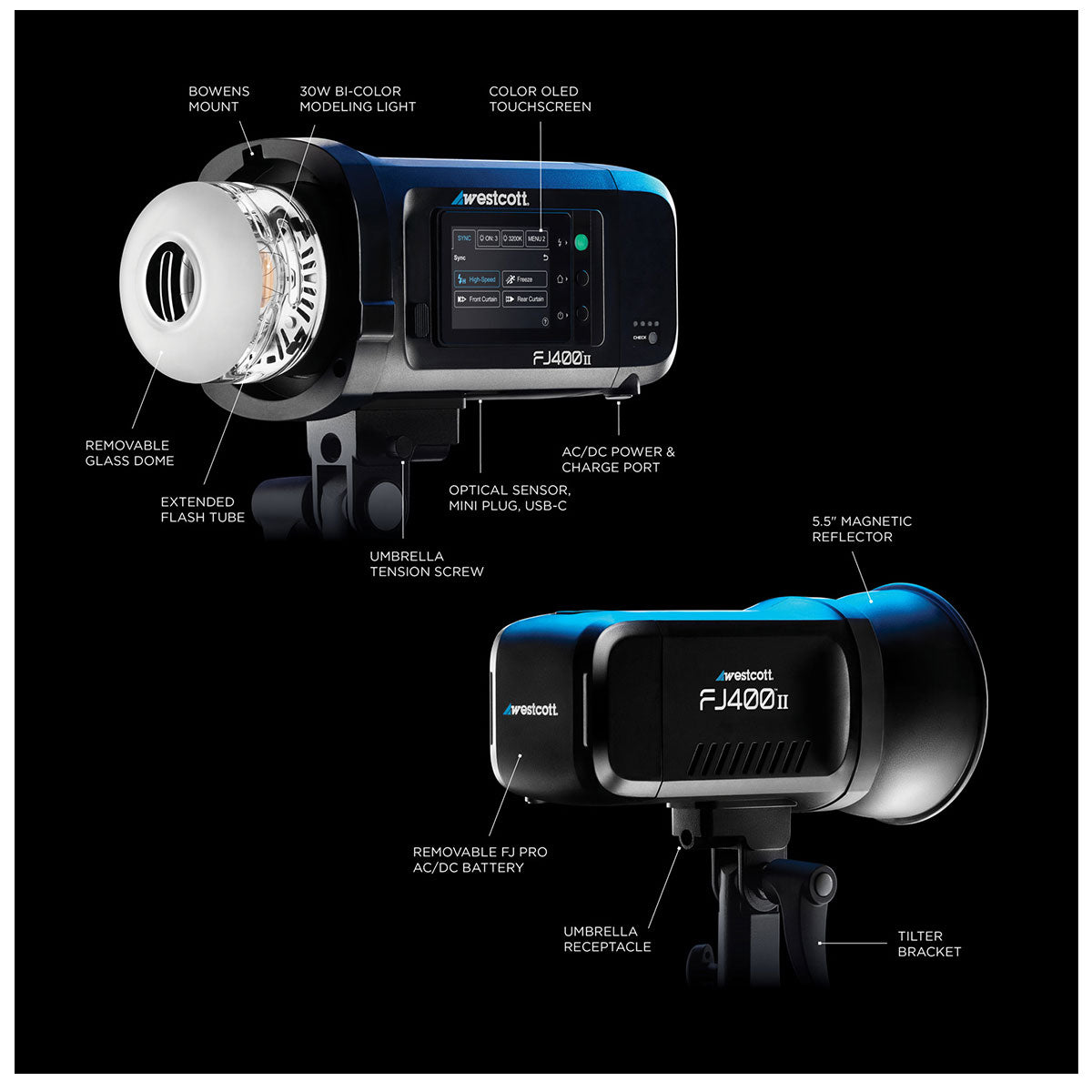 Westcott FJ400 II Strobe Portrait Lighting Kit with FJ-X3 S Wireless Trigger for Sony Cameras