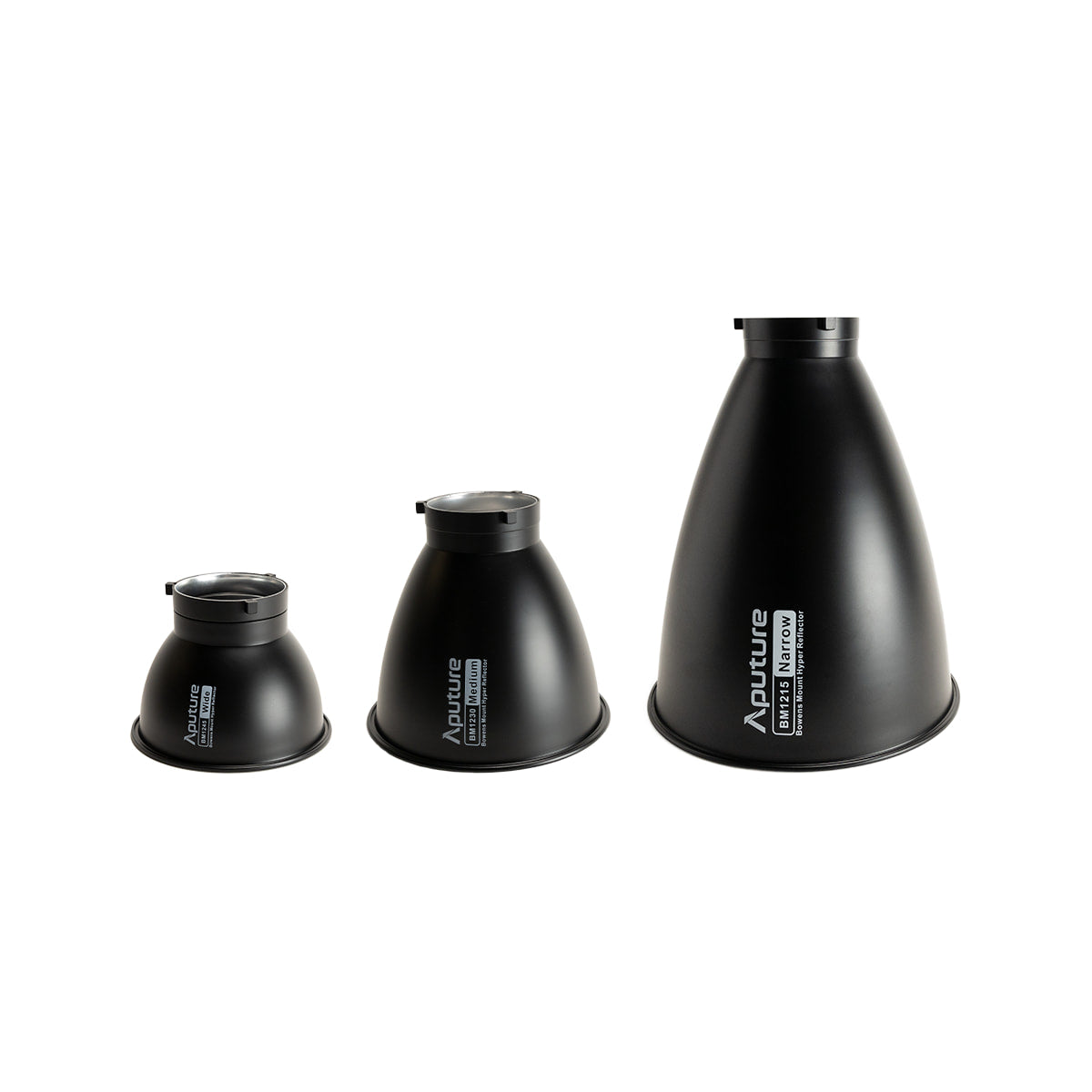 Aputure Bowens Mount Reflector Kit for LS 1200d Pro (Narrow, Medium, Wide) — three reflector kit front view view
