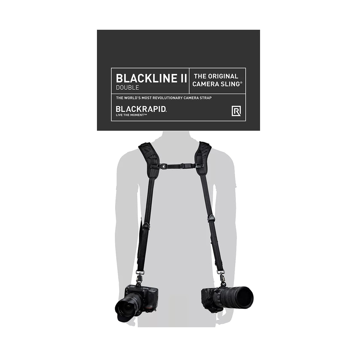 BlackRapid Blackline II Double Camera Harness — blackline ii double harness configuration graphic with two cameras view