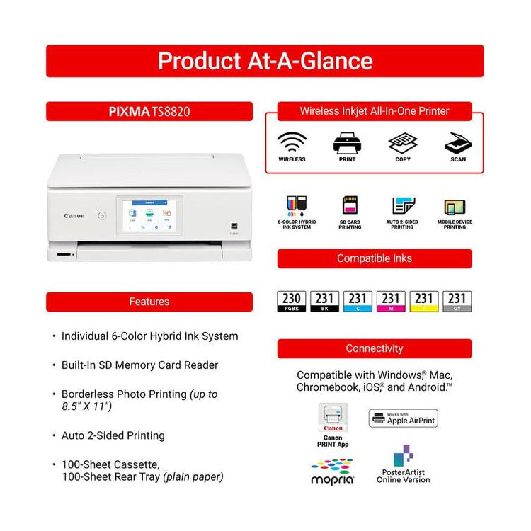 Canon PIXMA TS8820 Wireless Home All-In-One Printer — view 3 view