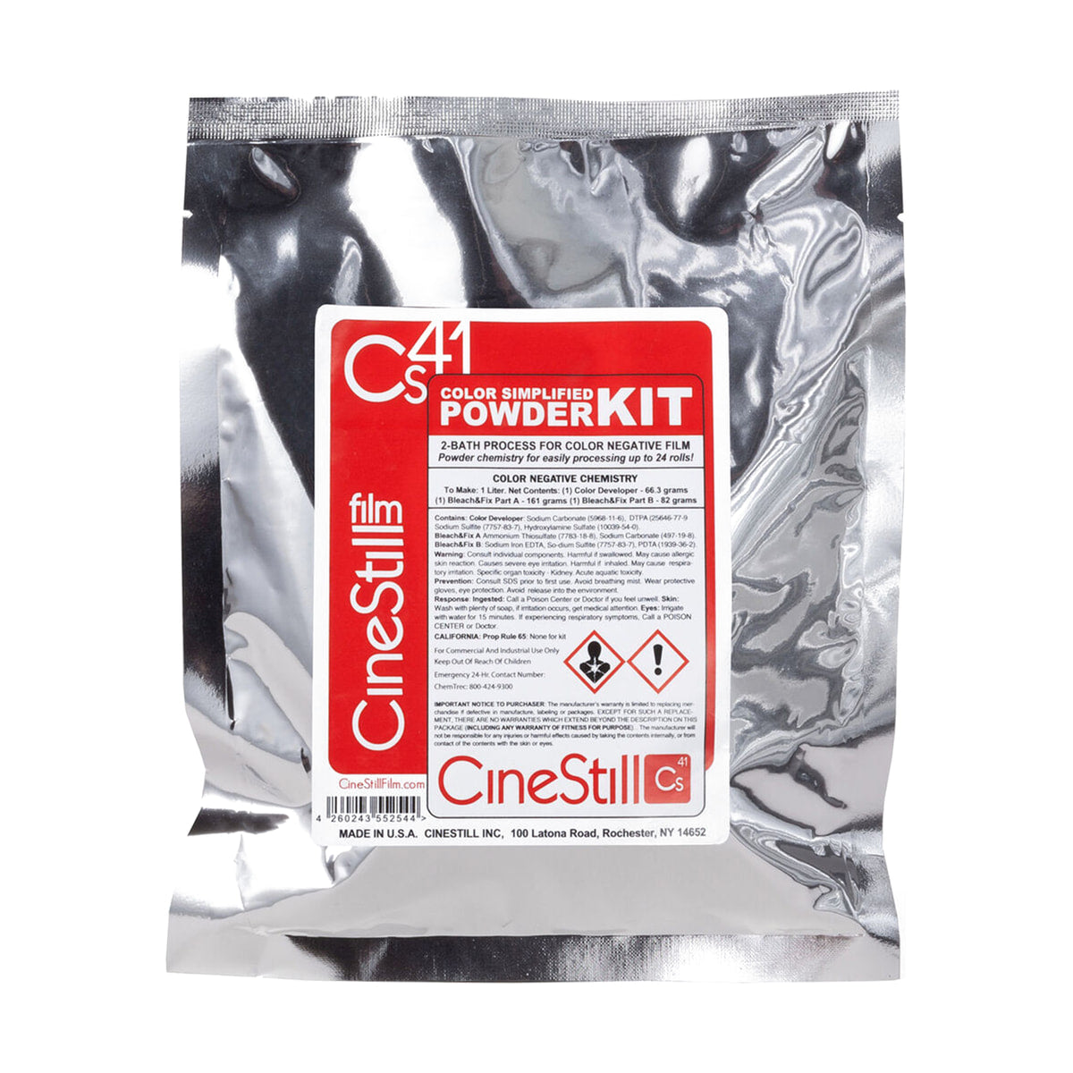 CineStill Cs41 "Color Simplified" 2-Bath C-41 Powder Kit (24 Rolls) — front of powder chemistry pouch view