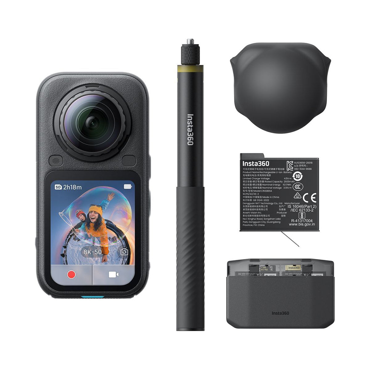 Insta360 X6 360 8K Essentials Bundle (Midnight Black) — front view