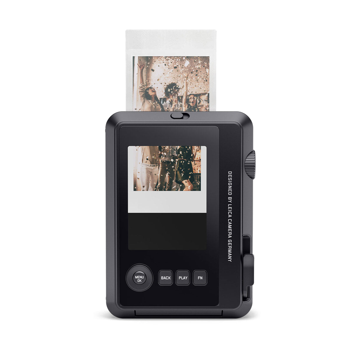 Leica SOFORT 2 Instant Camera (Black) — back view printing a photo view