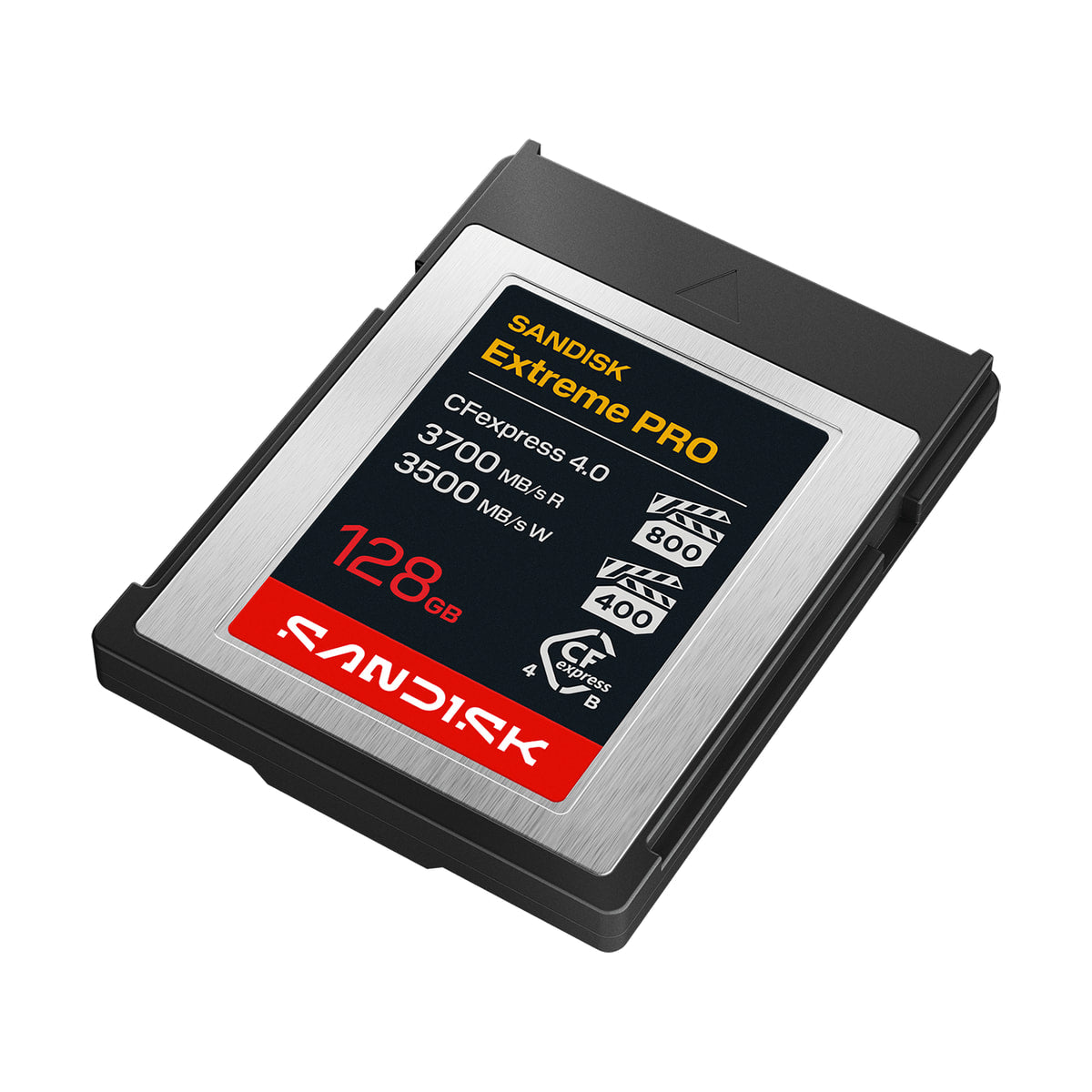 Sandisk 128GB Extreme PRO CFexpress 4.0 Type B Memory Card — front angled view view