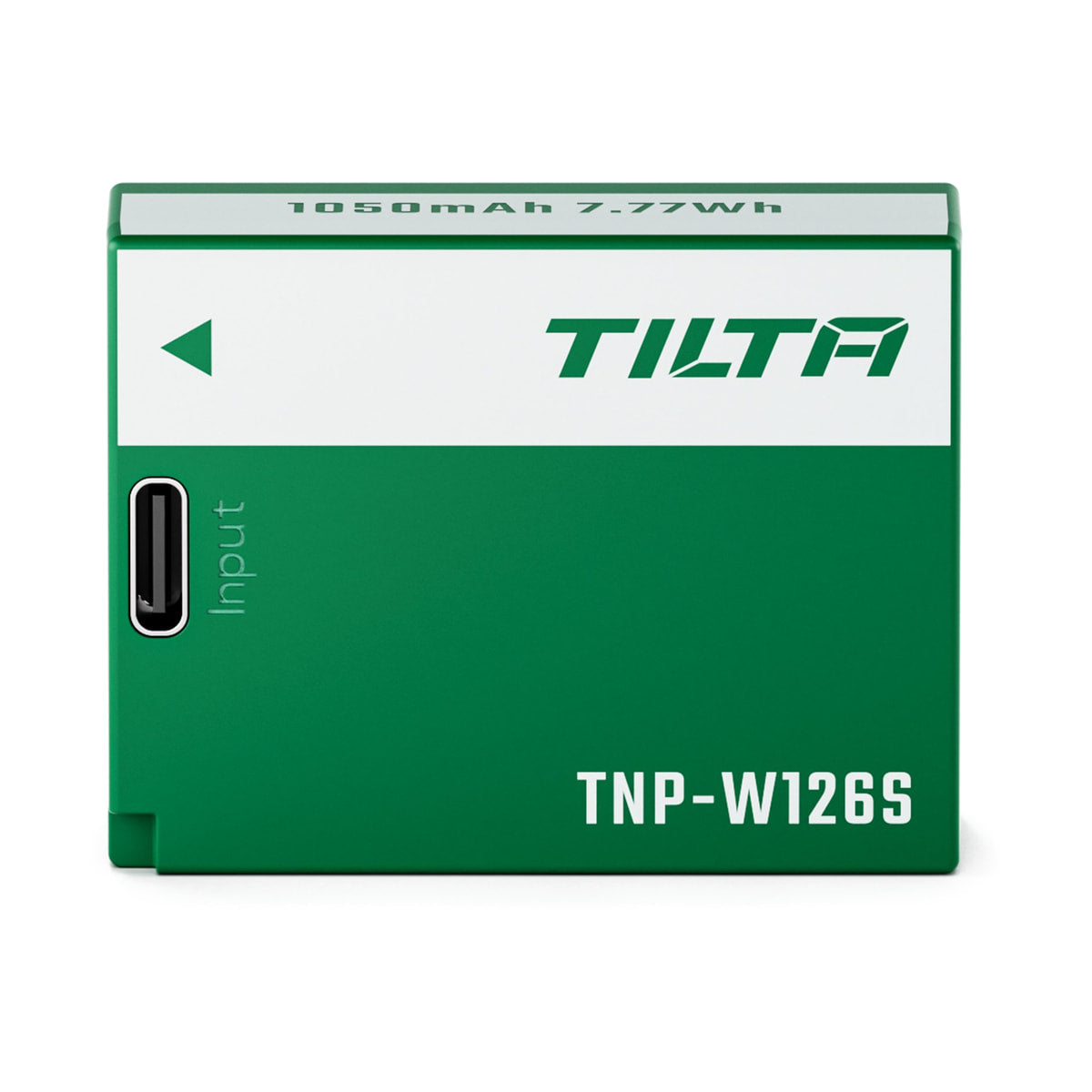Tilta NP-W126S Battery with USB-C Charging (1050mAh) — front logo and usb c port view view