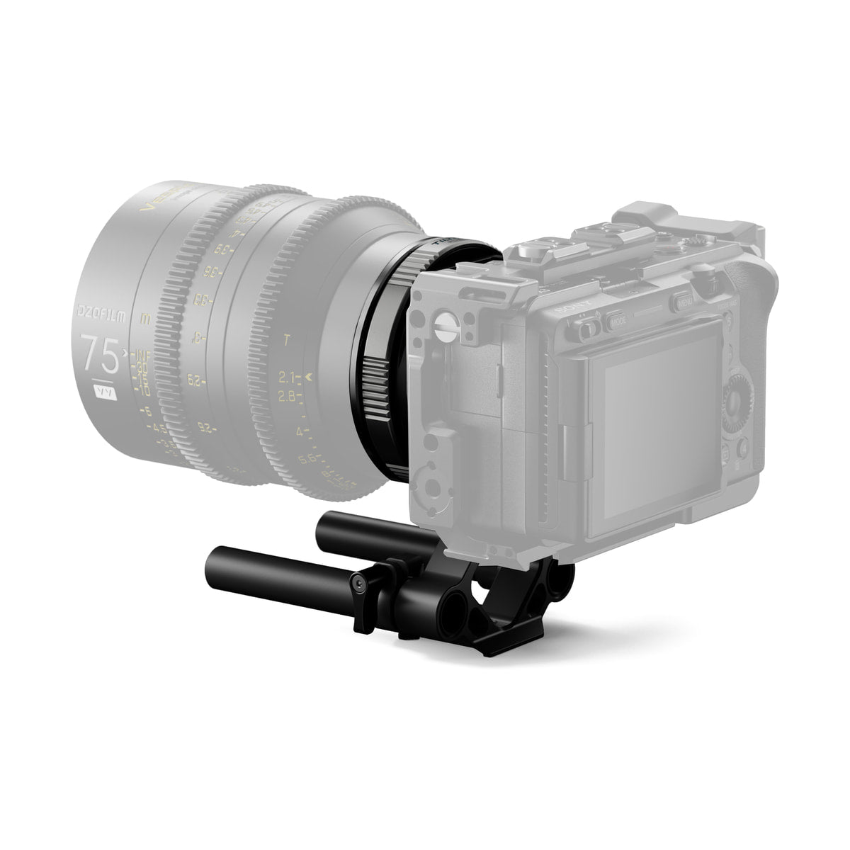 Tilta Nucleus Auto Focus Adapter (E to PL) Base Kit — front three quarter view of the adapter view
