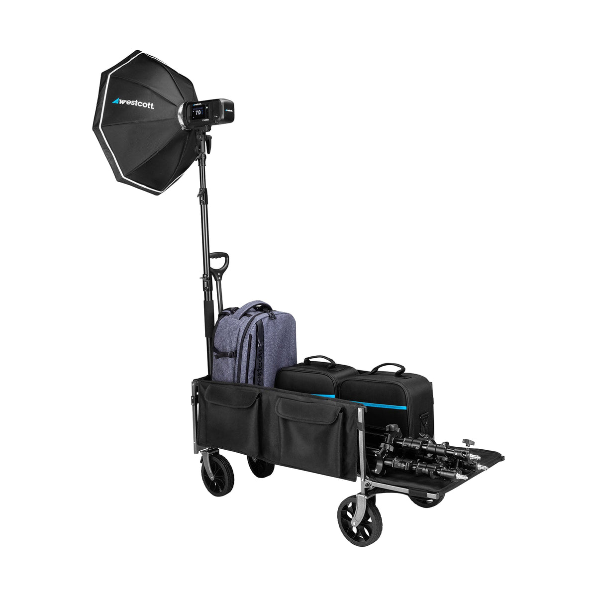 Westcott Photography Wagon — loaded rear angle view with tailgate down view