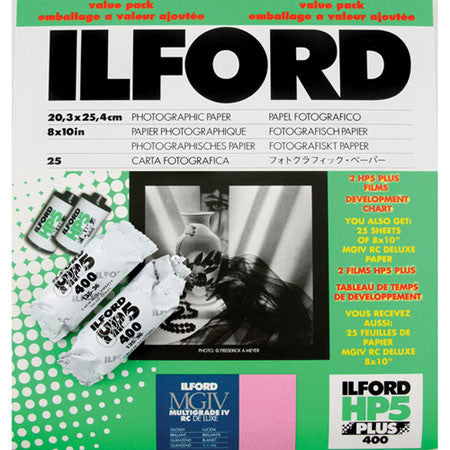 Ilford MG IV RC Glossy B&W Paper with 2 Rolls HP5 Film Value Pack, camera film darkroom, Ilford - Pictureline