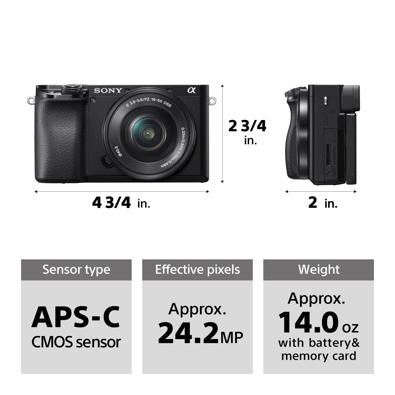 Sony Alpha a6100 Mirrorless Digital Camera with E-Mount 16-50mm Lens