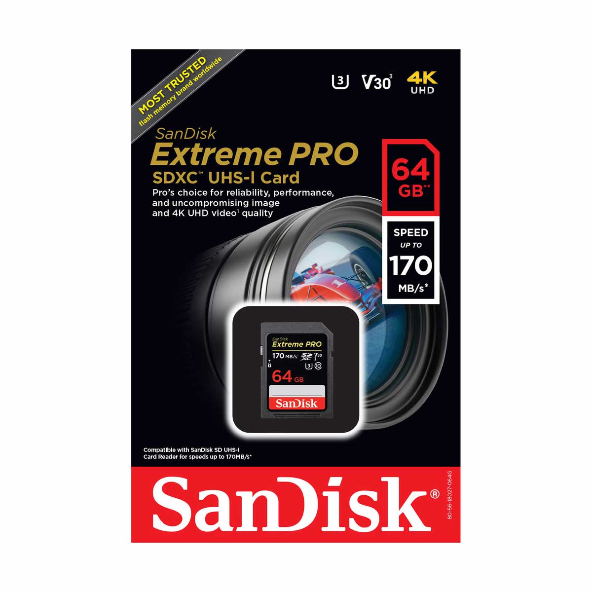SanDisk 64GB Extreme PRO UHS-I SDXC Memory Card 170 MB/s