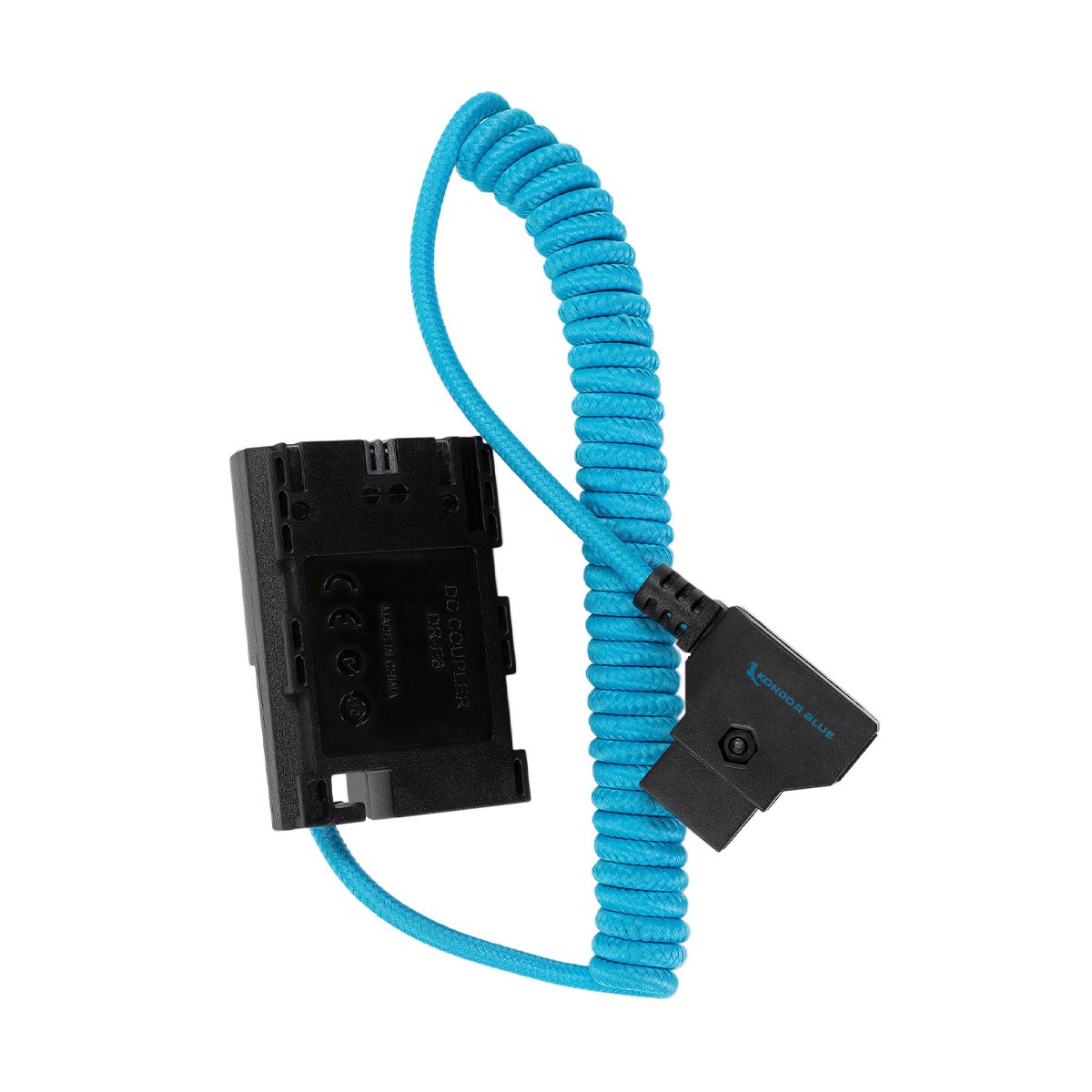 Kondor Blue Coiled 16 to 32" D-Tap to Canon LP-E6NH Dummy Battery Cable (Blue)