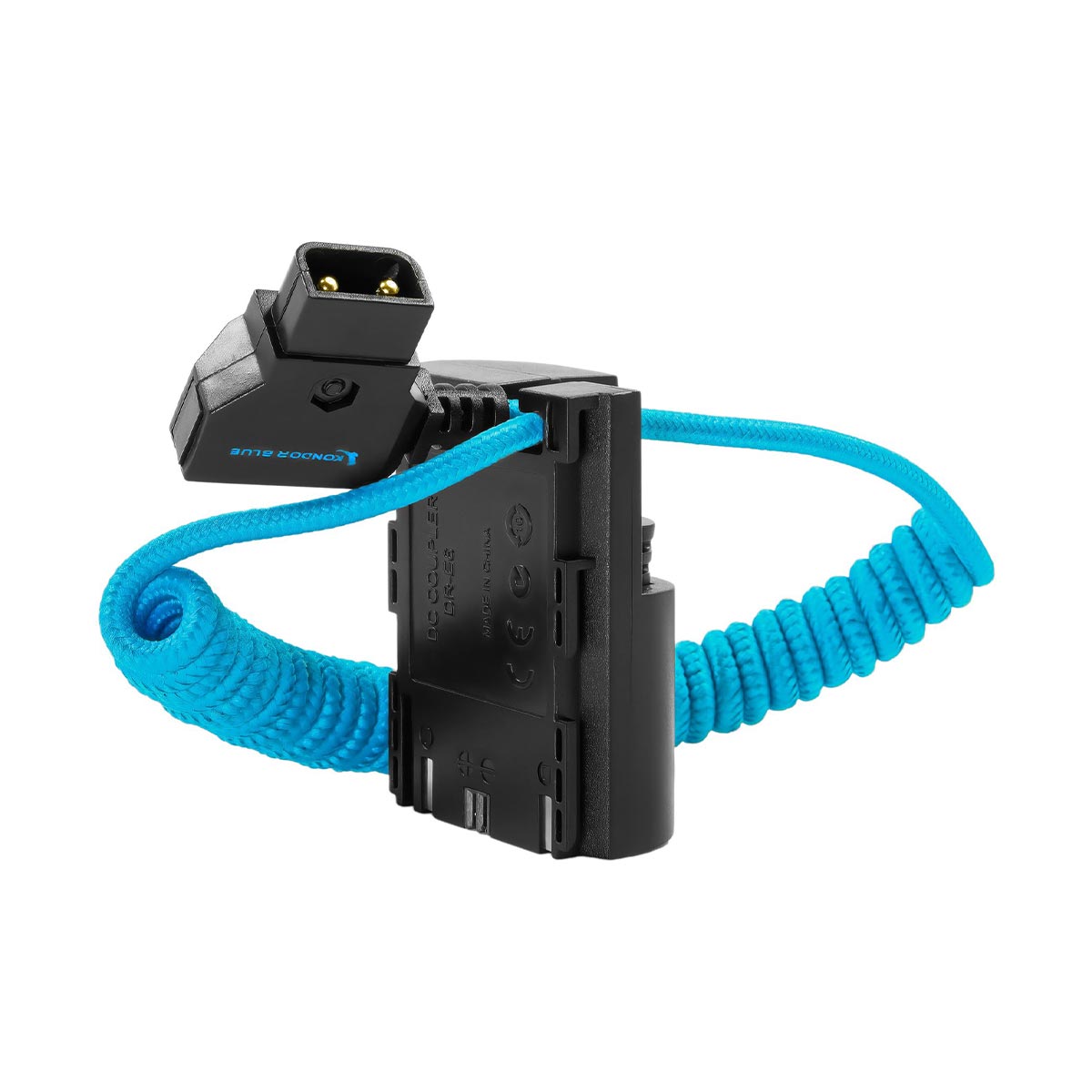 Kondor Blue Coiled 16 to 32" D-Tap to Canon LP-E6NH Dummy Battery Cable (Blue)