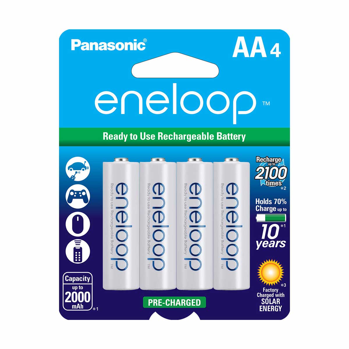 Panasonic Eneloop AA Ni-MH Rechargeable Batteries 4-Pack