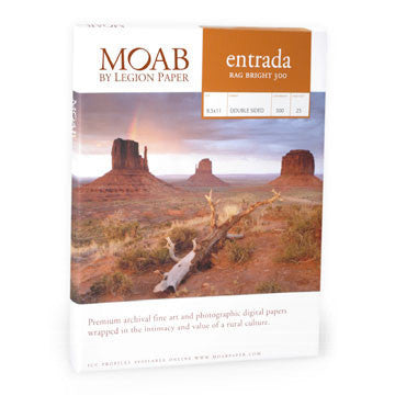 Moab Entrada Rag 190 Bright 5x7 - 25 Scored Cards, papers sheet paper, Moab Paper Company - Pictureline 
