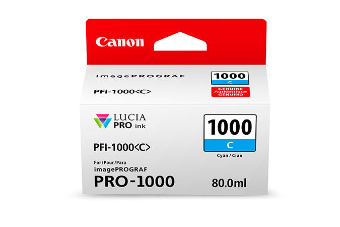 Canon PFI-1000 LUCIA PRO Cyan Ink 80ml (PRO-1000), papers ink large format, Canon - Pictureline 