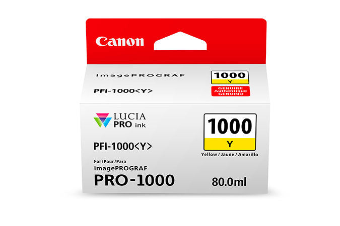 Canon PFI-1000 LUCIA PRO Yellow Ink 80ml (PRO-1000), papers ink large format, Canon - Pictureline
