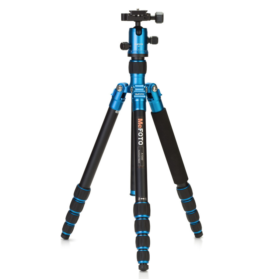 MeFOTO GlobeTrotter Carbon Fiber Travel Tripod Kit (Blue), tripods travel & compact, MeFOTO - Pictureline - 1
