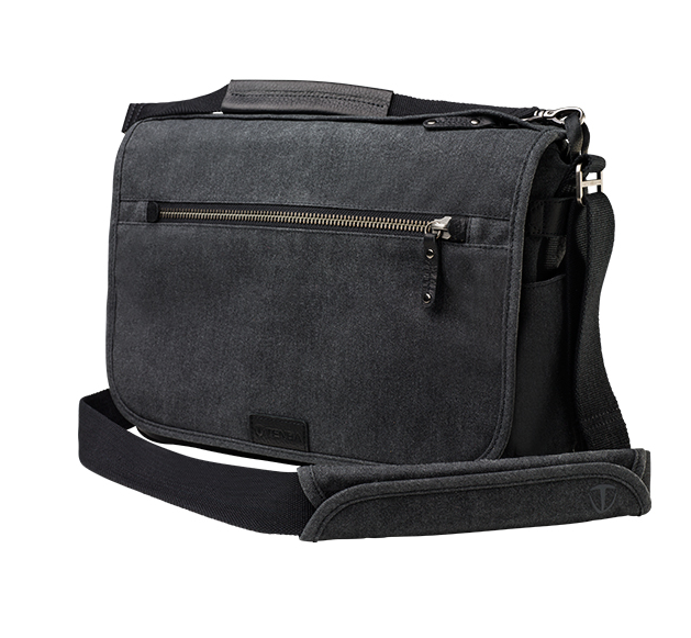 Tenba Cooper 13 Slim Gray Canvas/Black Leather Luxury Bag, bags shoulder bags, Tenba - Pictureline  - 1