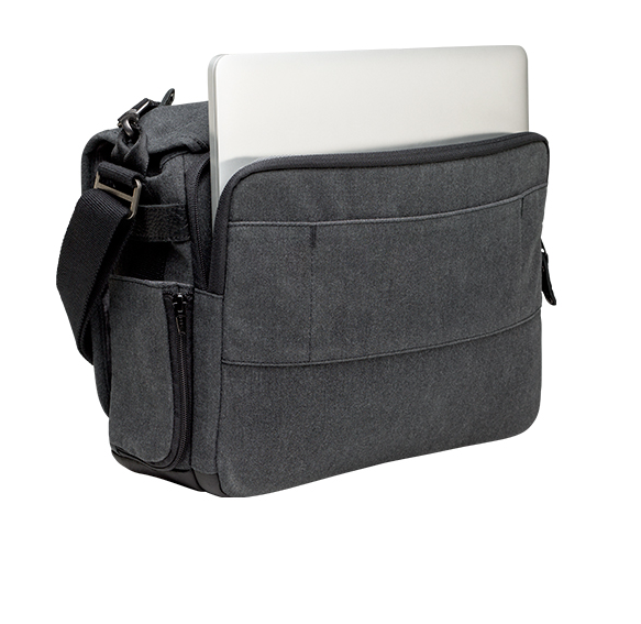 Tenba Cooper 13 Slim Gray Canvas/Black Leather Luxury Bag, bags shoulder bags, Tenba - Pictureline  - 8