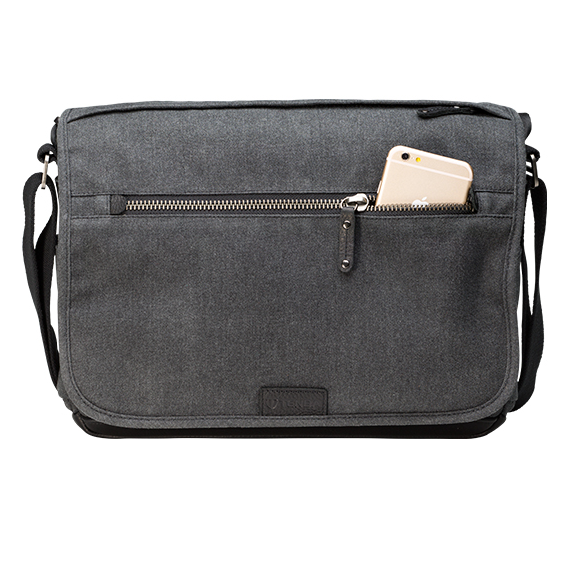 Tenba Cooper 13 Slim Gray Canvas/Black Leather Luxury Bag, bags shoulder bags, Tenba - Pictureline - 5
