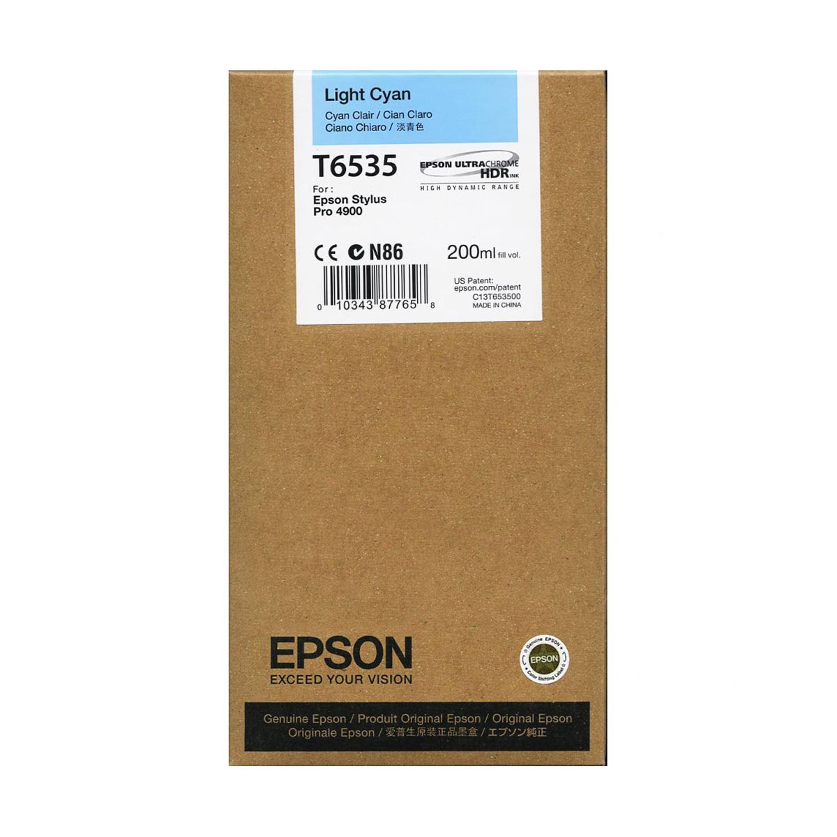 Epson T6535 4900 Ultrachrome Ink HDR 200ml Light Cyan