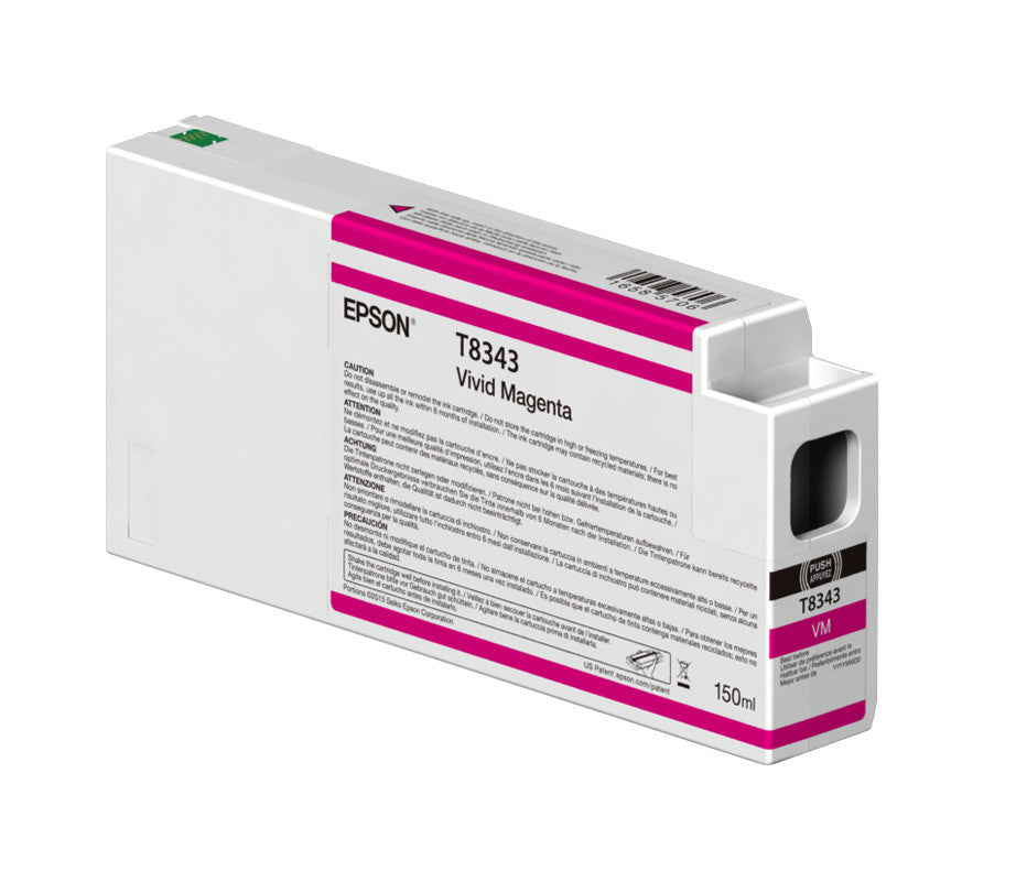 Epson T834300 P6000/P7000/P8000/P9000 Ultrachrome HD Ink 150ml Vivid Magenta, papers ink large format, Epson - Pictureline