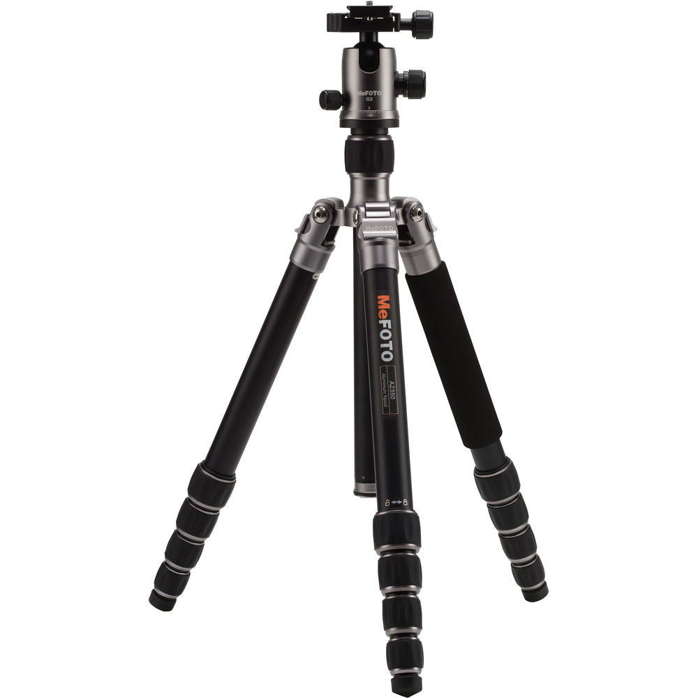 MeFOTO GlobeTrotter Aluminum Travel Tripod Kit (Titanium), tripods travel & compact, MeFOTO - Pictureline - 1