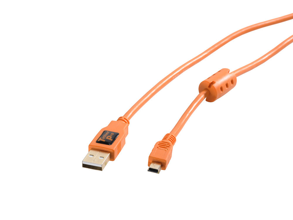 Tether Tools TetherPro USB 2.0 Male to Mini-B 5 pin, 15', Hi-Visibility Orange, camera tethering, Tether Tools - Pictureline  - 2