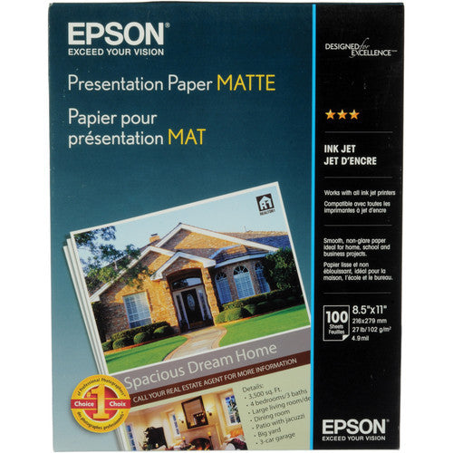 Epson Presentation Paper Matte 8.5x11 (100), papers sheet paper, Epson - Pictureline