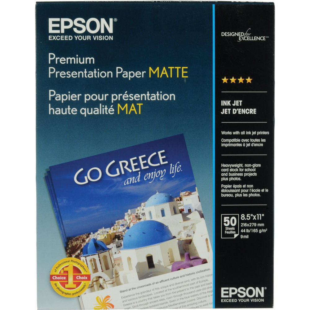 Epson Premium Presentation Matte 8.5x11 Paper (50), papers sheet paper, Epson - Pictureline