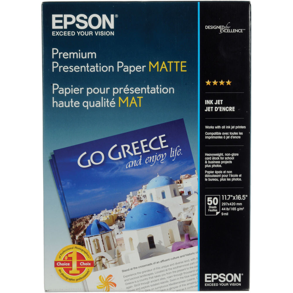 Epson Premium Presentation Matte A3 11.7x16.5 Paper (50), papers sheet paper, Epson - Pictureline