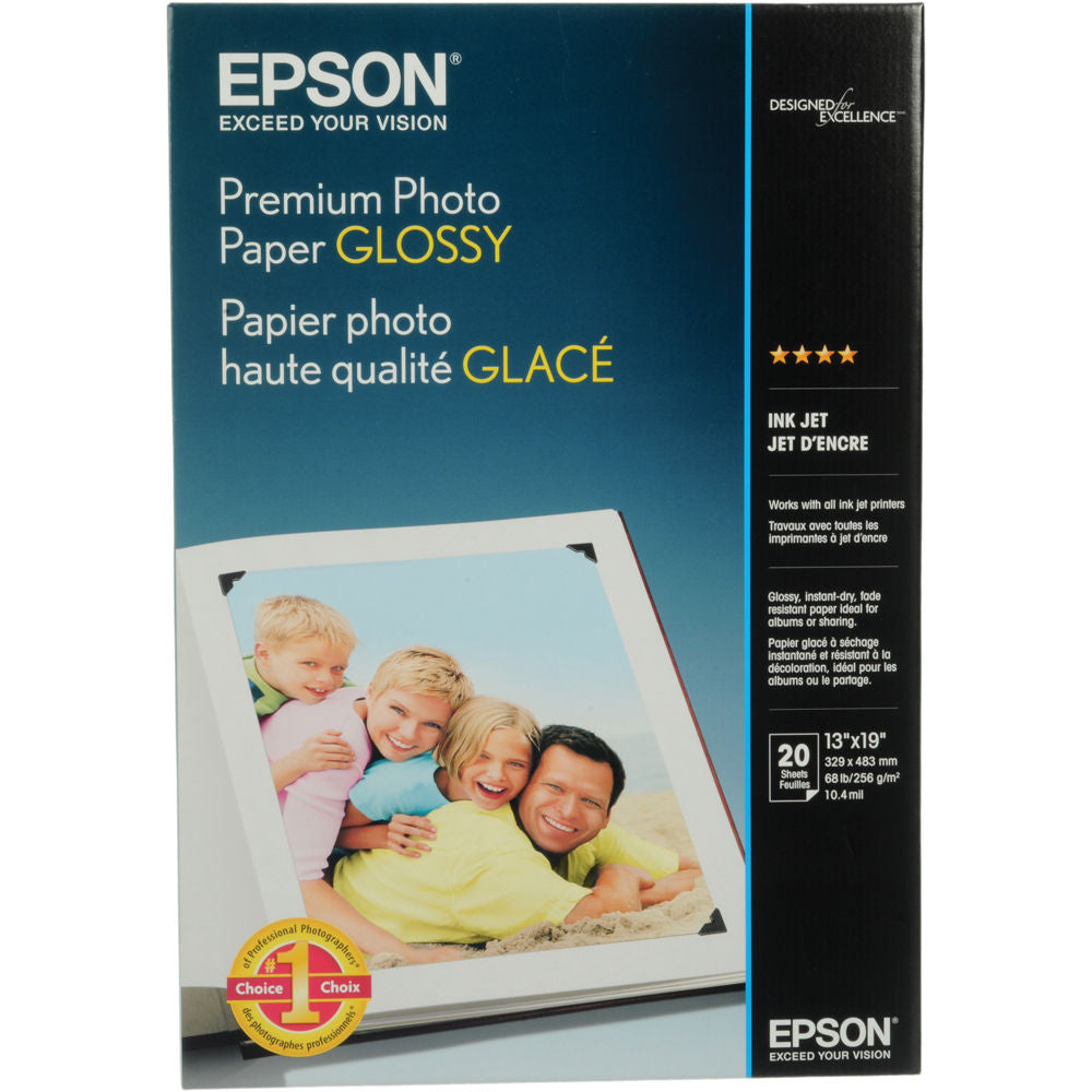 Epson Premium Photo Paper Glossy 13x19 (20), papers sheet paper, Epson - Pictureline 