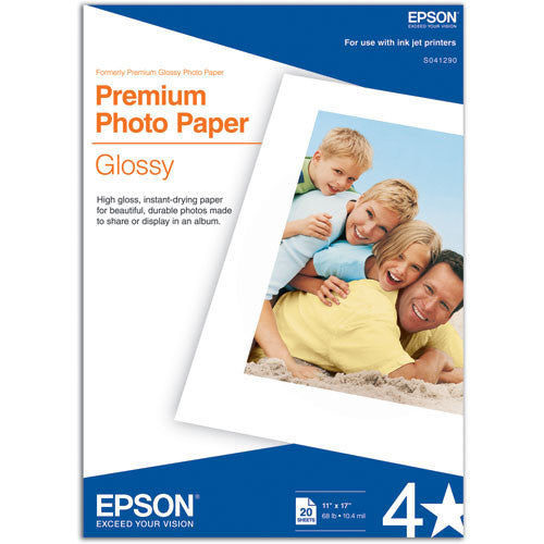 Epson Premium Photo Paper Glossy 11x17 (20), papers sheet paper, Epson - Pictureline