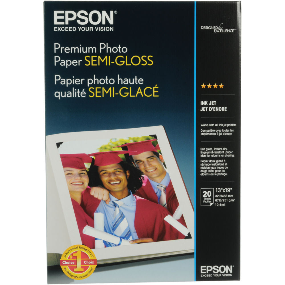 Epson Premium Semigloss Photo Paper 13x19 (20), papers sheet paper, Epson - Pictureline