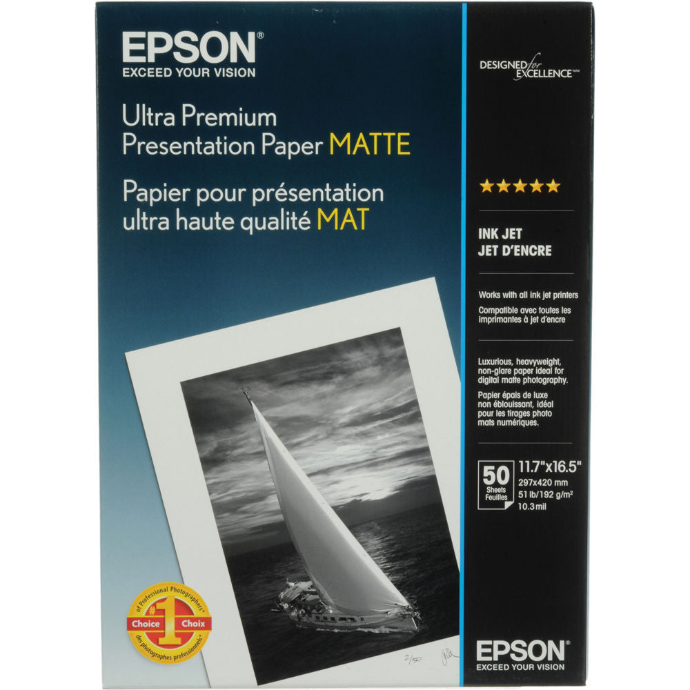 Epson Ultra Premium Presentation Matte Paper A3 11.7x16.5 (50), papers sheet paper, Epson - Pictureline 