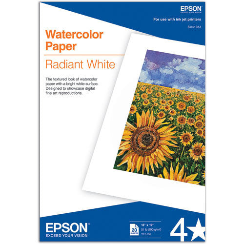 Epson Watercolor Paper Radiant White 13x19 (20), papers sheet paper, Epson - Pictureline